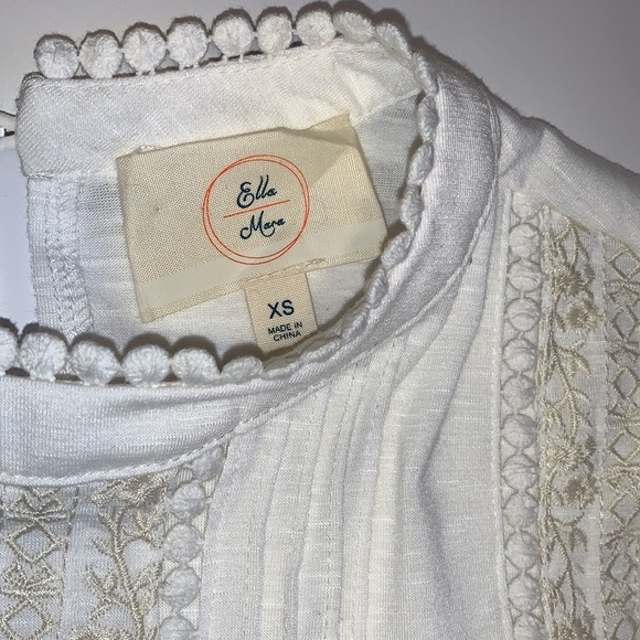 Anthropologie Ella Mara Boho Cream Peasant Top - Women’s Size XS - Picture 5 of 7